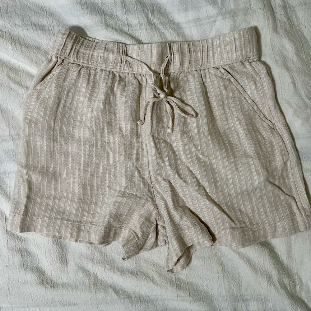 Women's Tan Striped Shorts
